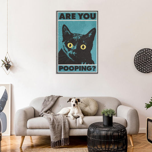 Are You Pooping Poster Funny Black Cat Vintage Art Poster - xonomax