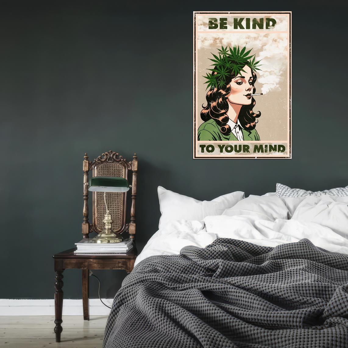Be Kind To Your Mind 420 Boho Vintage Art Poster - xonomax