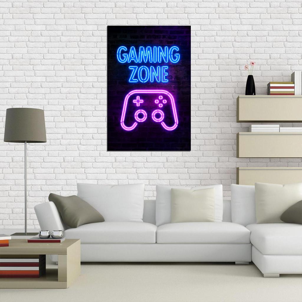 Gaming Zone Neon Art Poster