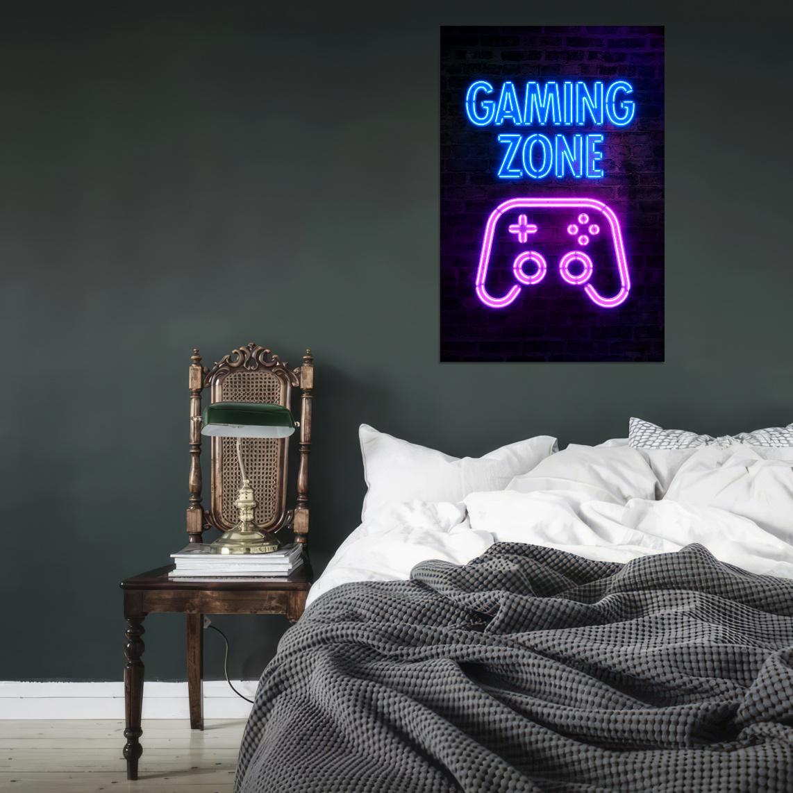 Gaming Zone Neon Art Poster
