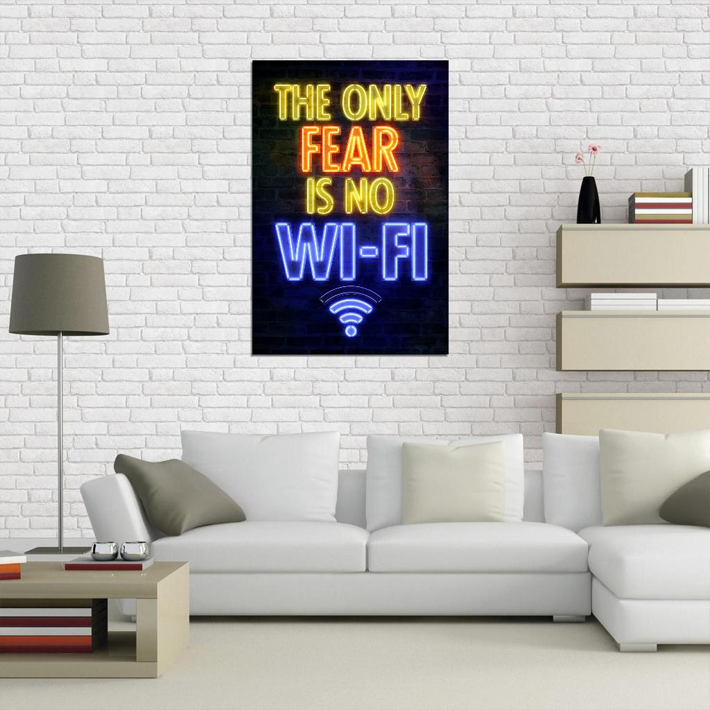 The Only Fear Is No WiFi Gaming Neon Art Poster - xonomax