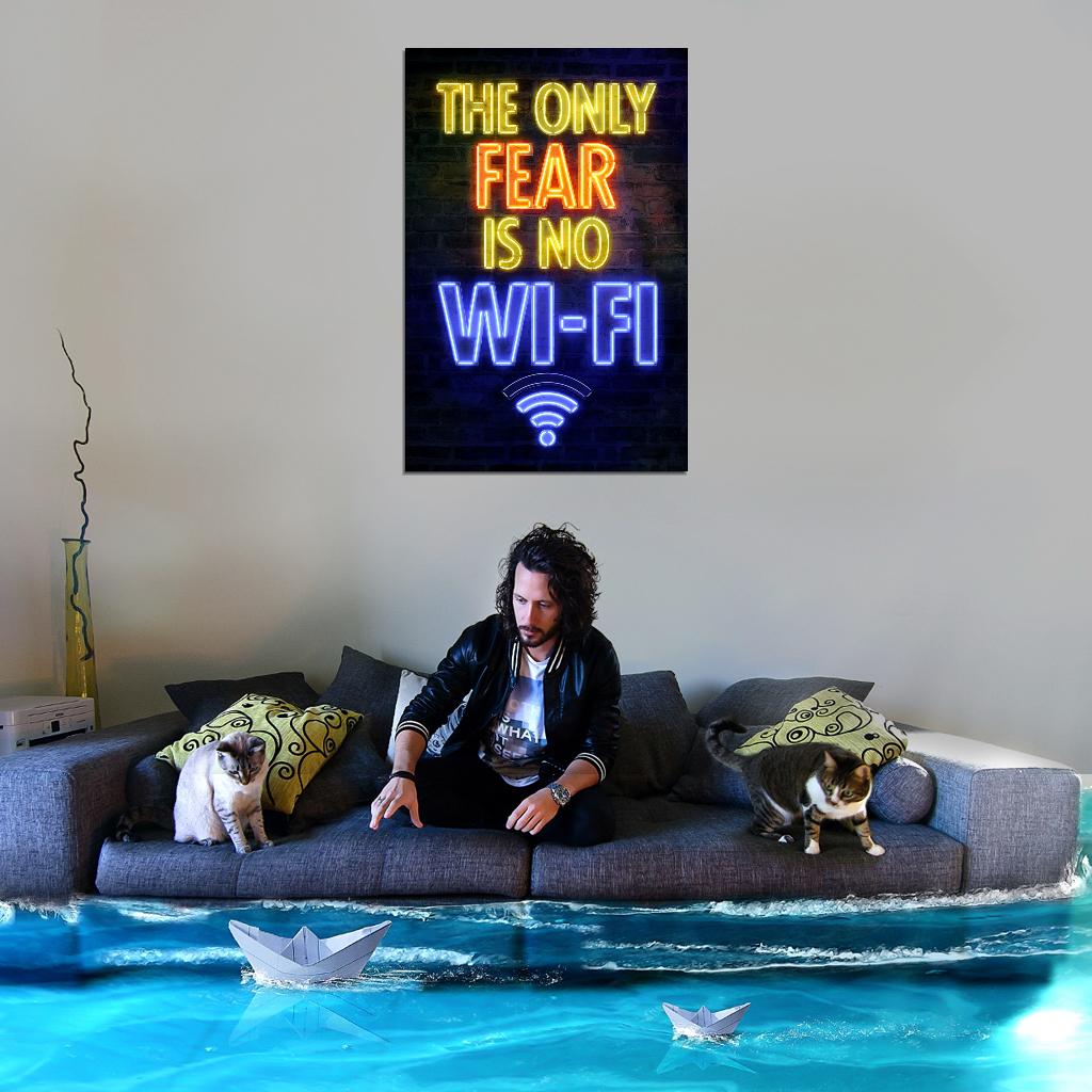 The Only Fear Is No WiFi Gaming Neon Art Poster - xonomax