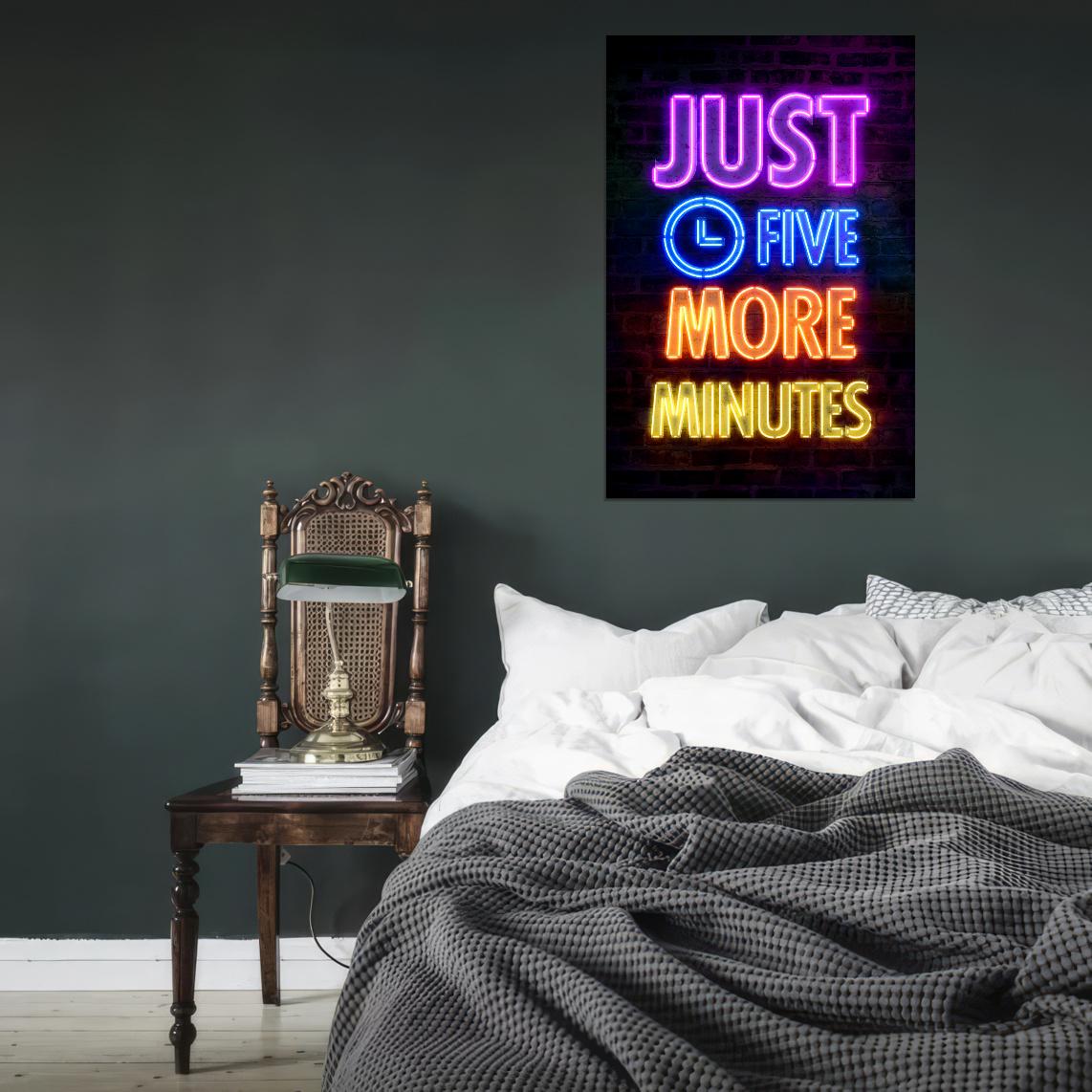 Just Five More Minutes Gaming Neon Art Poster