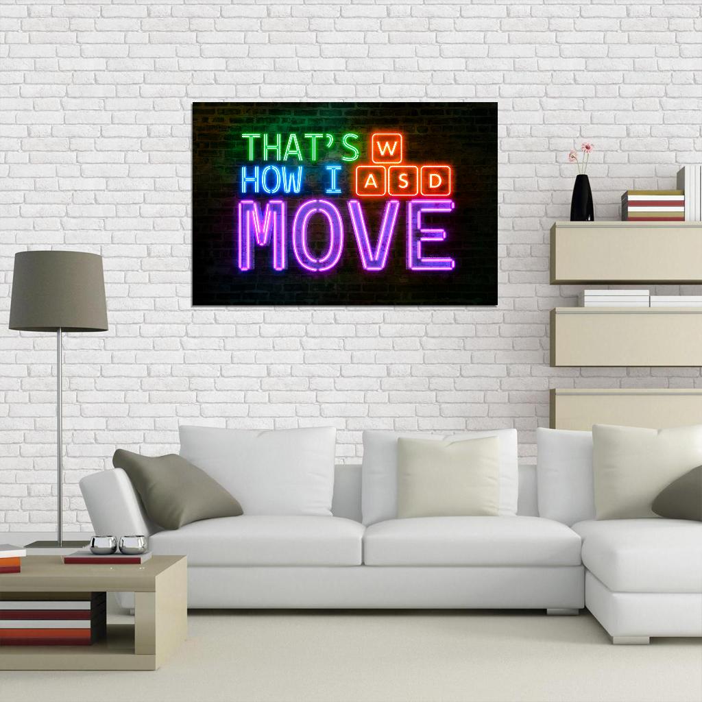 WASD That's How I Move Gaming Neon Art Poster