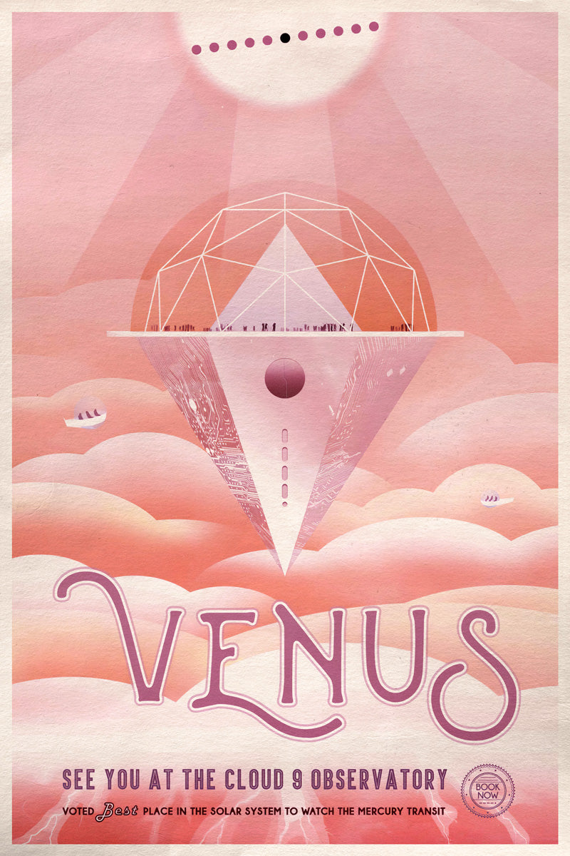 NASA Space Travel to Venus See You at the Cloud 9 Observatory Vintage Art Poster - xonomax