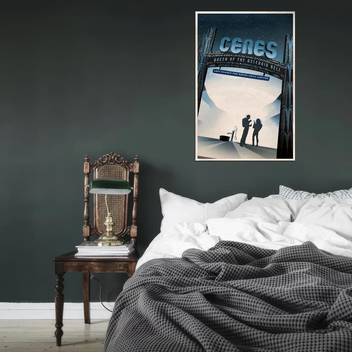 NASA Space Travel to Ceres Queen of the Asteroid Belt Vintage Art Poster - xonomax