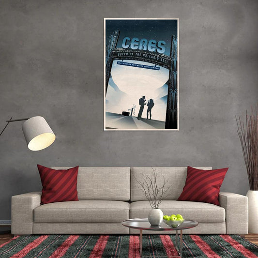 NASA Space Travel to Ceres Queen of the Asteroid Belt Vintage Art Poster - xonomax
