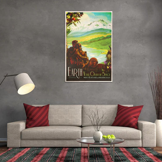 NASA Space Travel to Earth Your Oasis Vintage Art Poster - xonomax