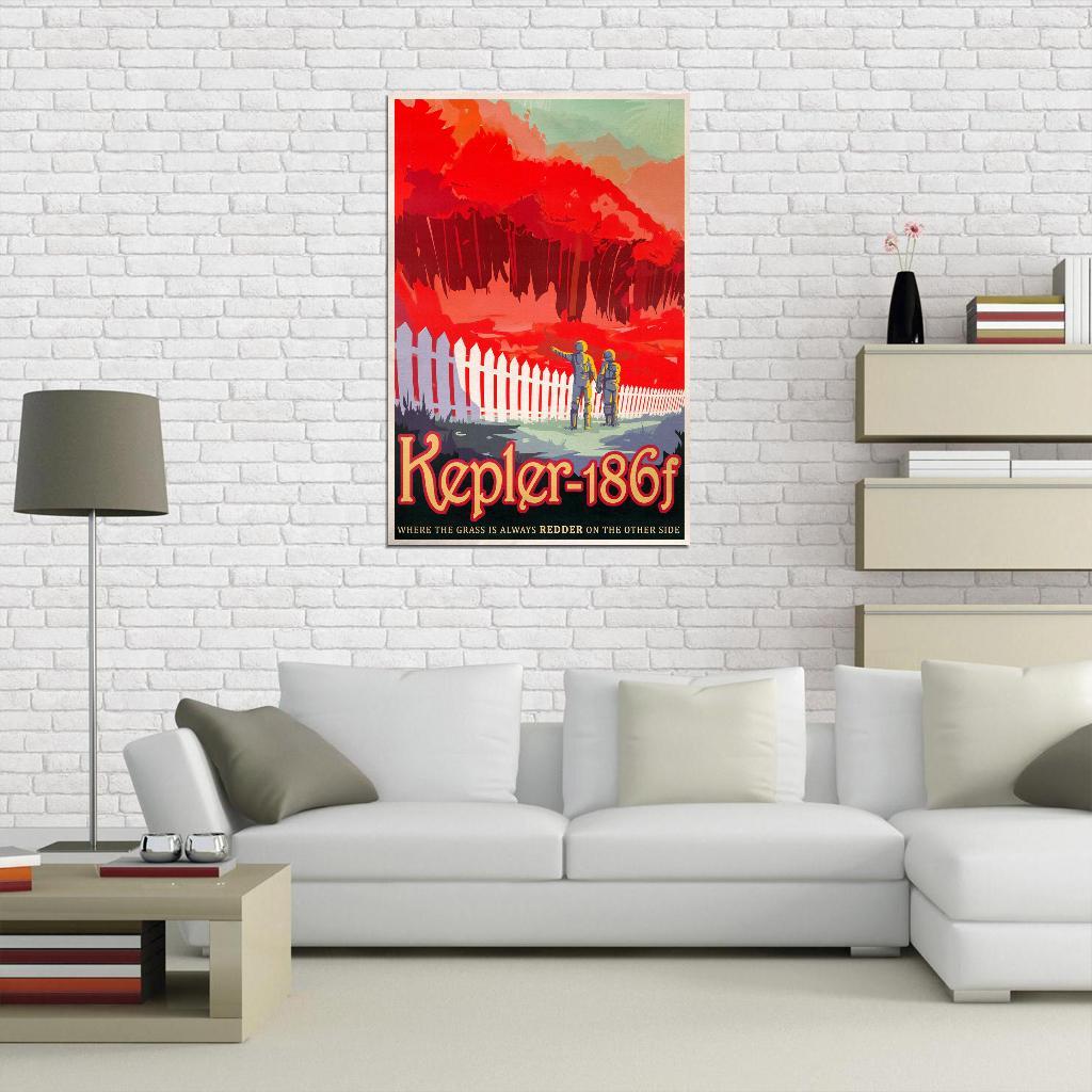 NASA Space Travel to Kepler-186f Vintage Art Poster