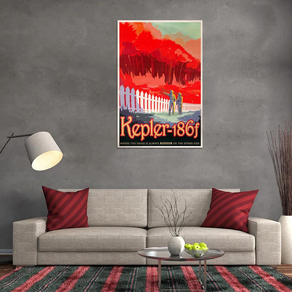 NASA Space Travel to Kepler-186f Vintage Art Poster