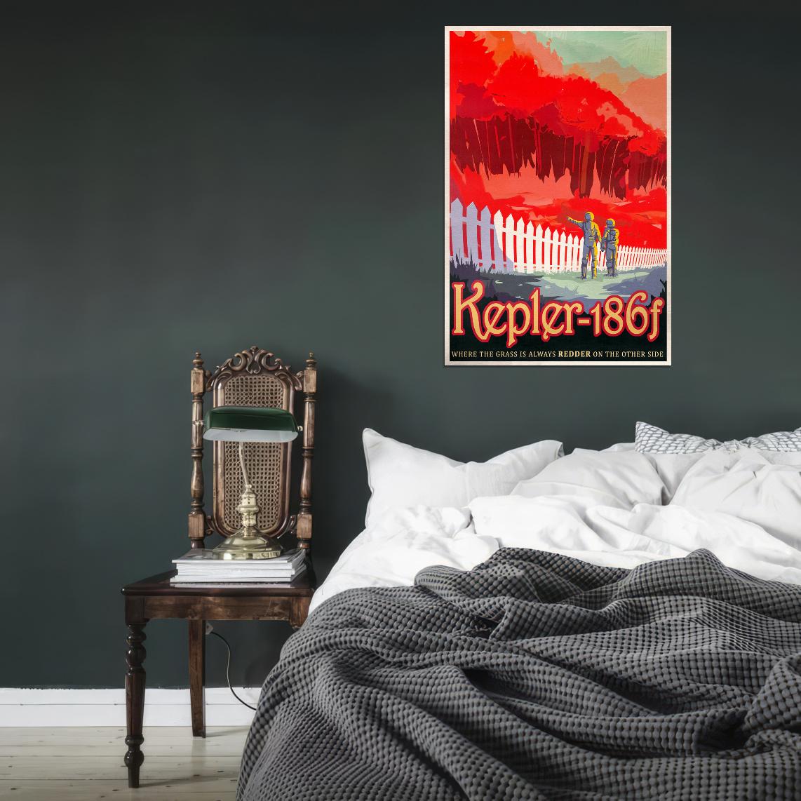 NASA Space Travel to Kepler-186f Vintage Art Poster