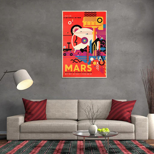 NASA Space Travel to Mars Vintage Art Poster - xonomax