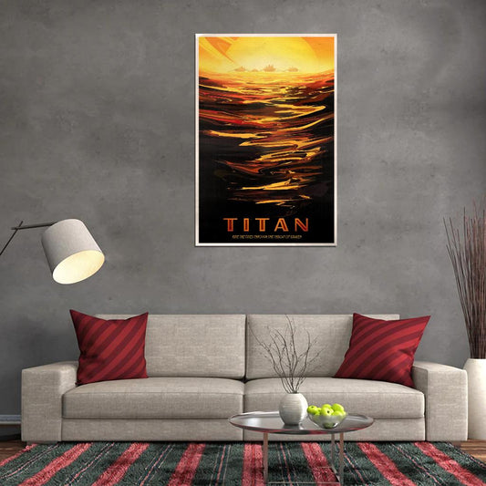NASA Space Travel to Titan Vintage Art Poster - xonomax