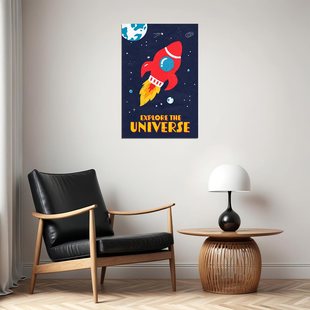 Explore The Universe Space Kid's Poster Rocketship Decor - xonomax