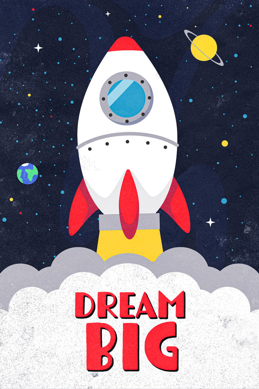 Dream Big Space Kid's Poster Themed Decor - xonomax