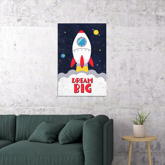 Dream Big Space Kid's Poster Themed Decor - xonomax