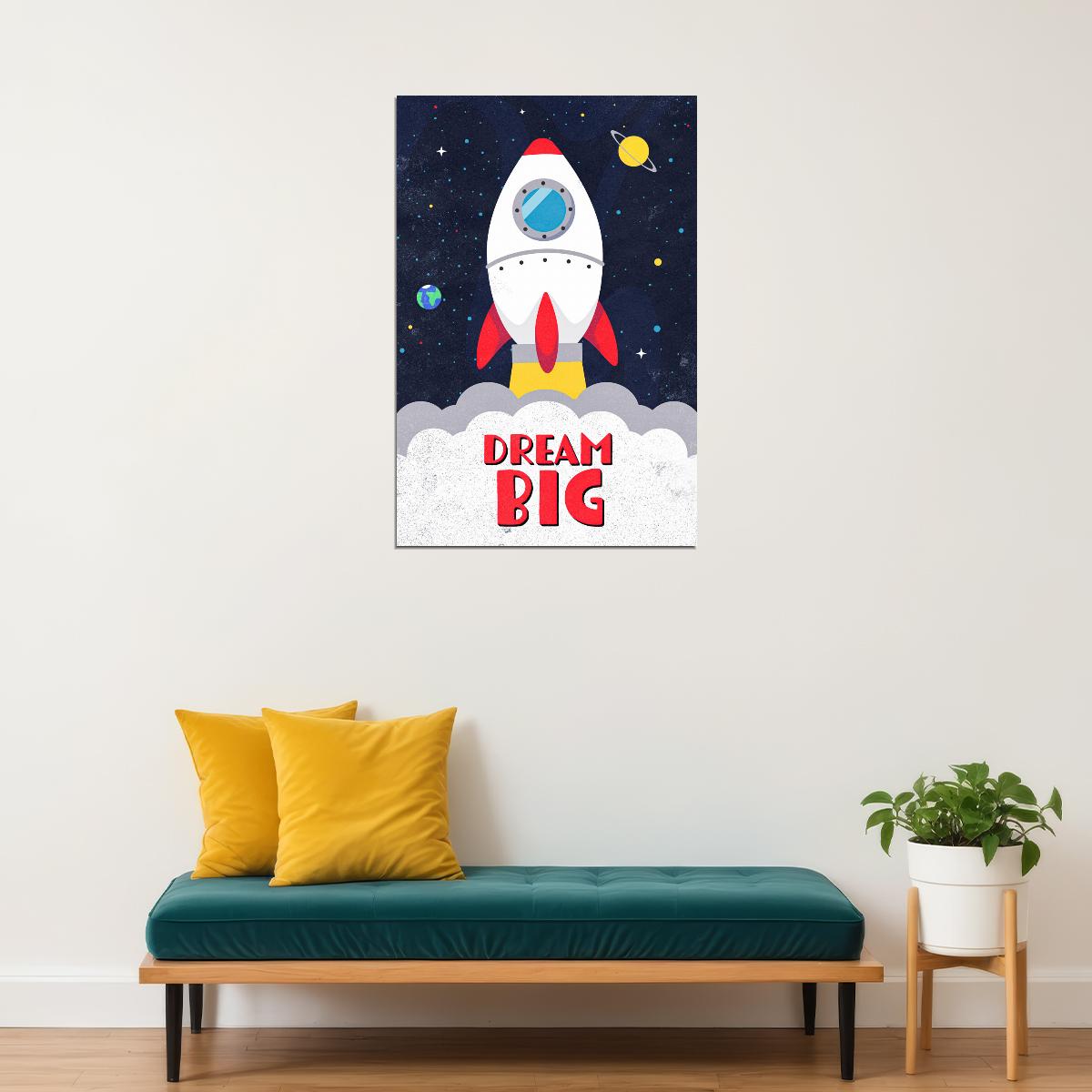 Dream Big Space Kid's Poster Themed Decor - xonomax