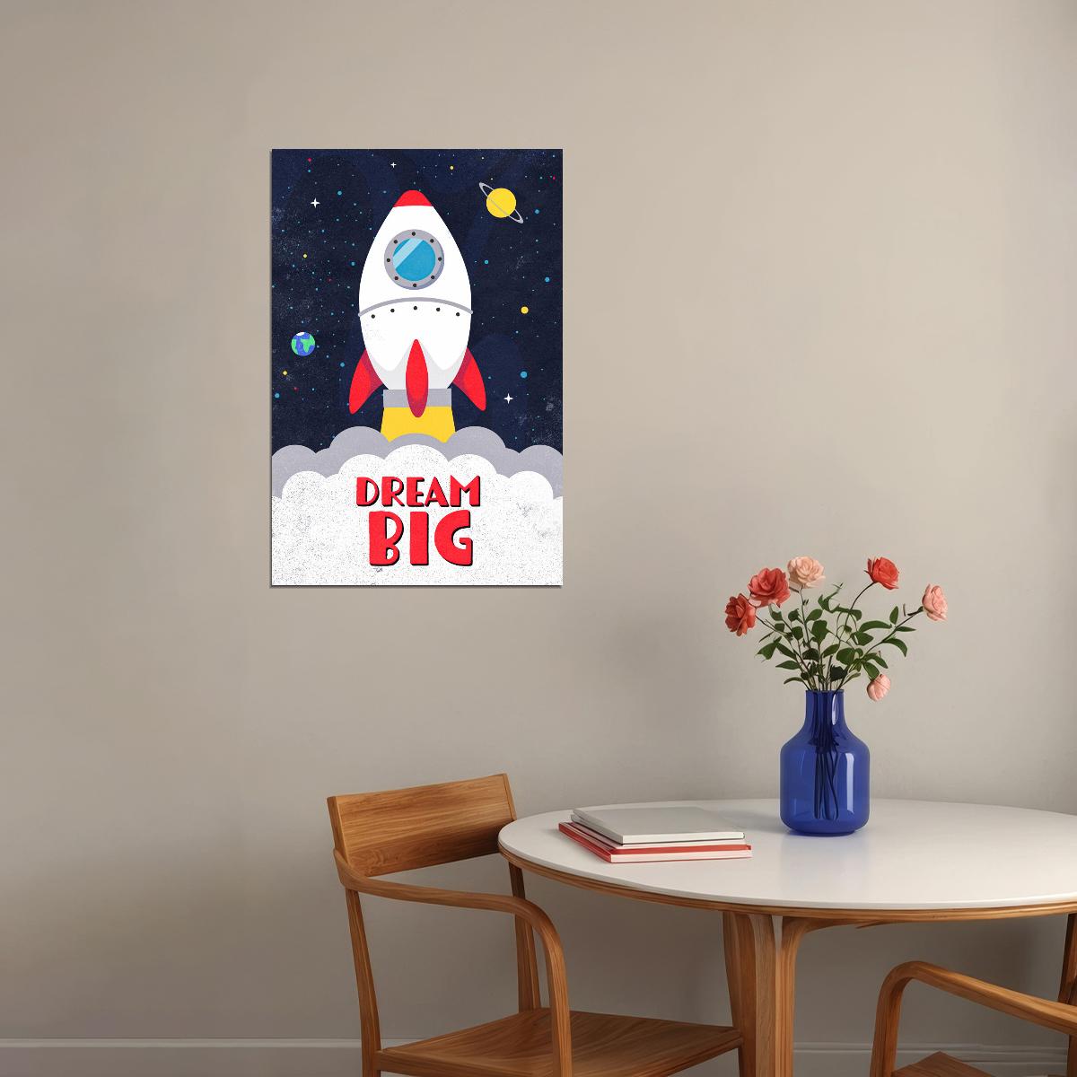 Dream Big Space Kid's Poster Themed Decor - xonomax