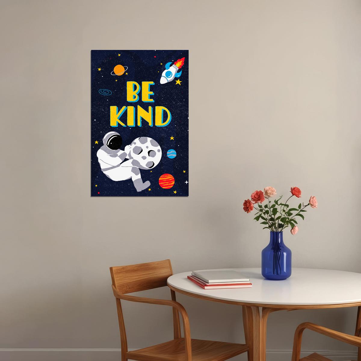 Be Kind Space Kid's Poster Astronaut Wall Art