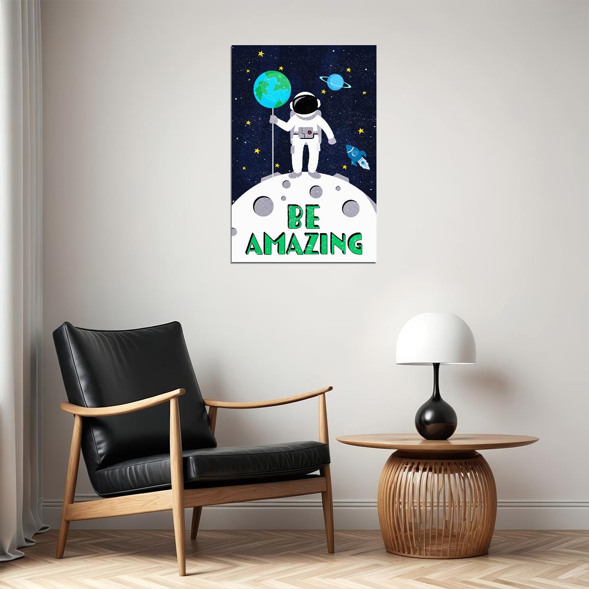Be Amazing Space Kid's Poster Earth Decor For Nursery