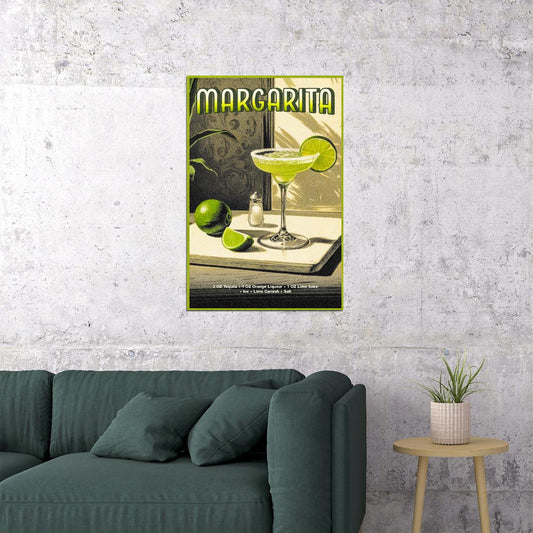 Margarita Cocktail Vintage Poster Retro Eclectic Kitchen Wall Art Print - xonomax