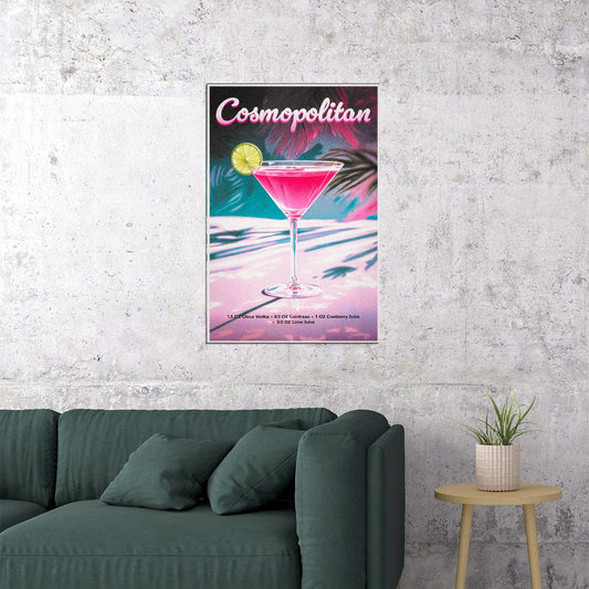 Cosmopolitan Cocktail Vintage Poster Cafe Print Kitchen Wall Art Dining Room Wall Decor - xonomax