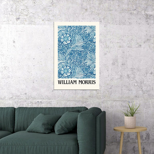 William Morris Blue Flowers Colorful Aesthetic Art Deco Wall Decor - xonomax