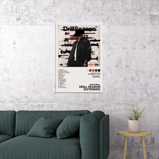 BabyDrill Drill Season Album Cover Music Poster Rap Posters Rapper Album Wall Art Print - xonomax