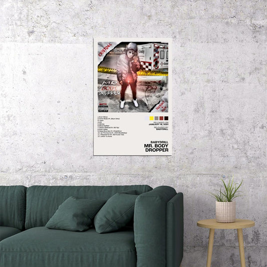 BabyDrill Mr. Body Dropper Album Cover Rap Music Poster Rapper Posters Album Wall Art Print - xonomax