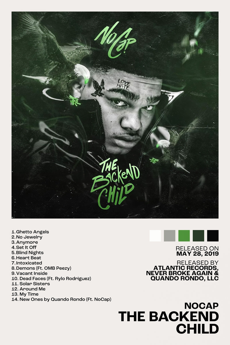 NoCap The Backend Child Album Cover Music Poster Rap Posters Rapper Album Cover Art - xonomax