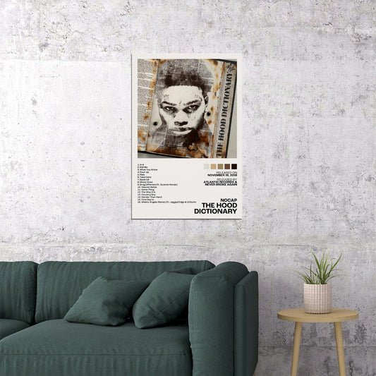 NoCap The Hood Dictionary Album Cover Music Poster Aesthetic Rap Posters Rapper Album Wall Art - xonomax