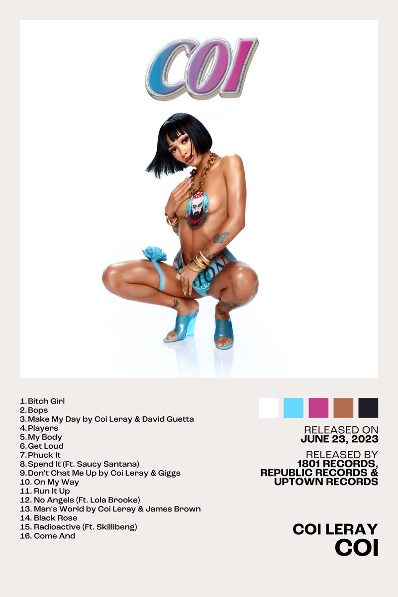 Coi Leray OI Album Cover Music Poster Aesthetic Rap Posters Female Rapper Album Wall Art Print - xonomax
