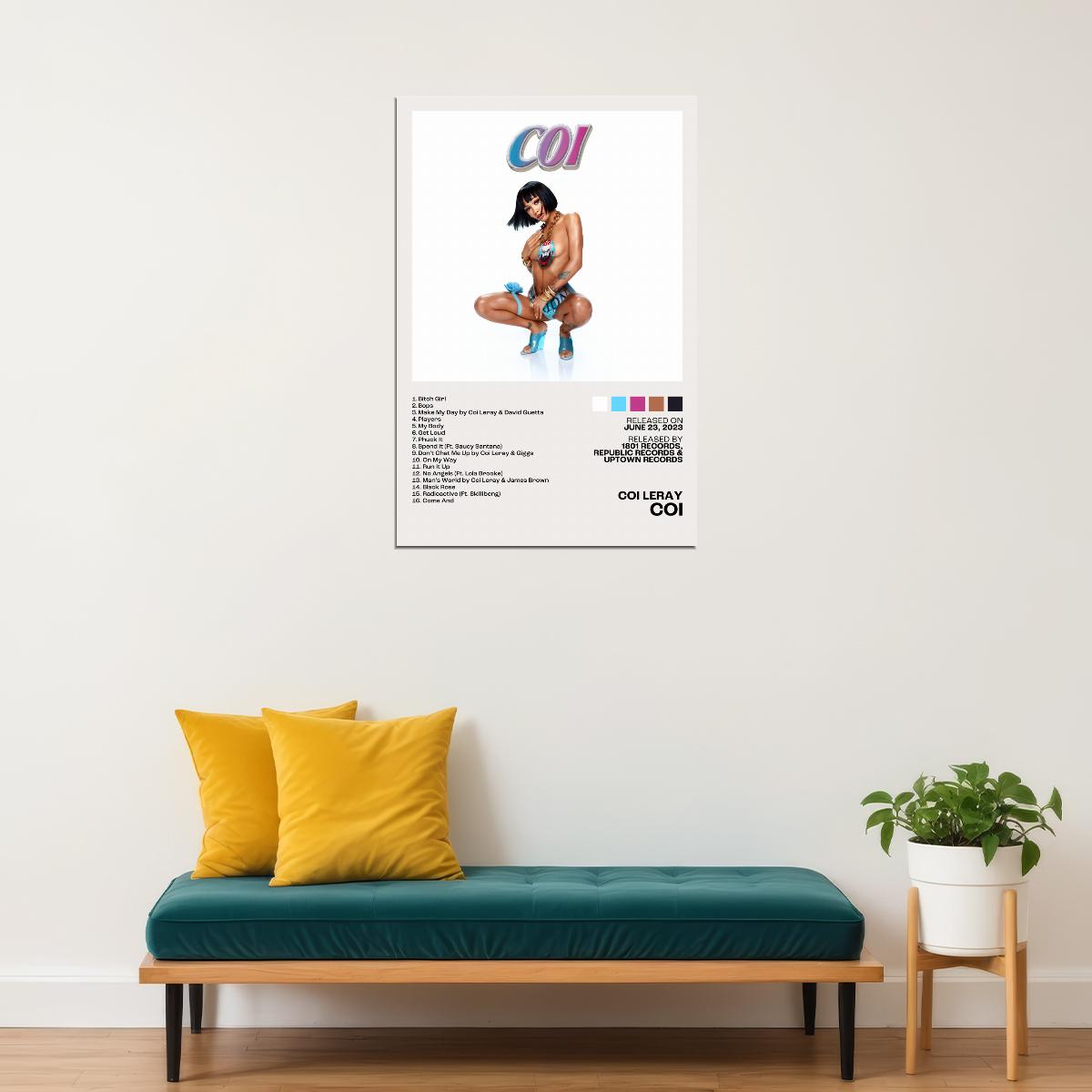 Coi Leray OI Album Cover Music Poster Aesthetic Rap Posters Female Rapper Album Wall Art Print - xonomax