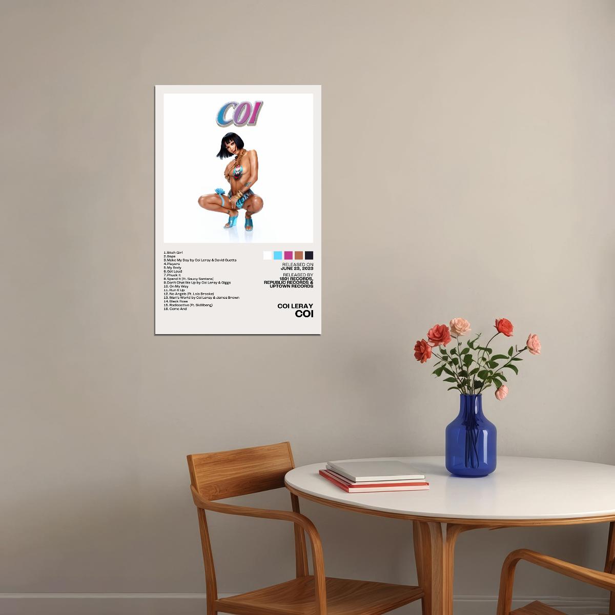 Coi Leray OI Album Cover Music Poster Aesthetic Rap Posters Female Rapper Album Wall Art Print - xonomax
