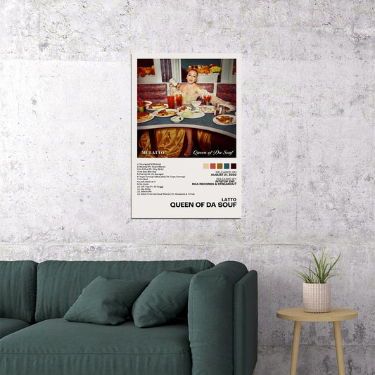 Latto Queen of Da Souf Album Cover Music Poster Rap Print Female Rapper Album Records Wall Decor - xonomax