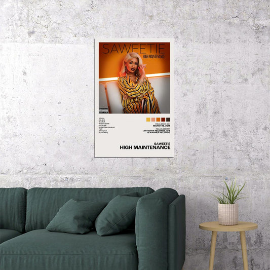 Saweetie High Maintenance Album Cover Music Poster Female Rapper Album Wall Art Print - xonomax