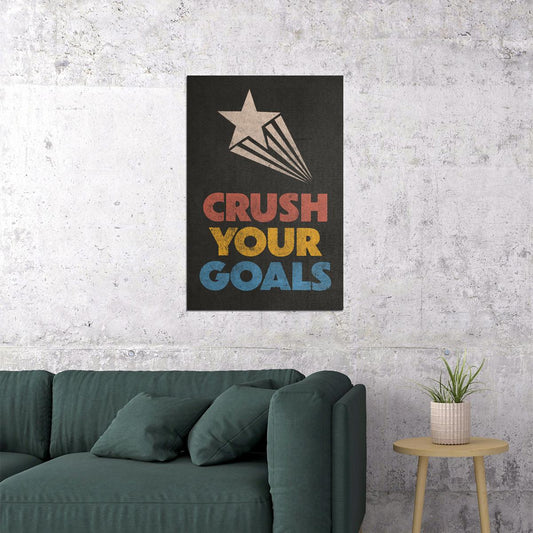 Crush Your Goals Motivational Poster Gym Workout Inspirational Decor Fitness Wall Art Print - xonomax