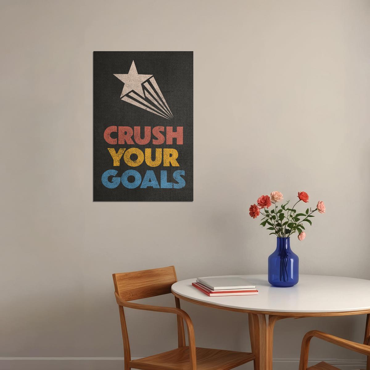Crush Your Goals Motivational Poster Gym Workout Inspirational Decor Fitness Wall Art Print - xonomax