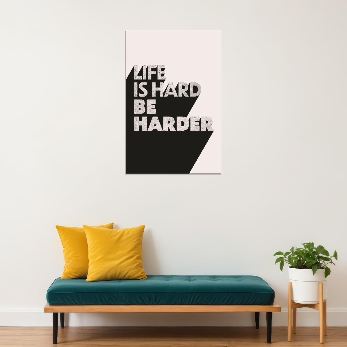 Life Is Hard Be Harder Motivational Poster Gym Workout Inspirational Decor Fitness Wall Art Print