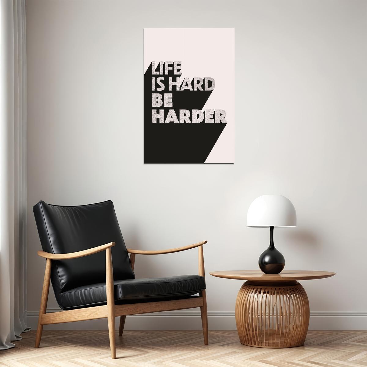 Life Is Hard Be Harder Motivational Poster Gym Workout Inspirational Decor Fitness Wall Art Print