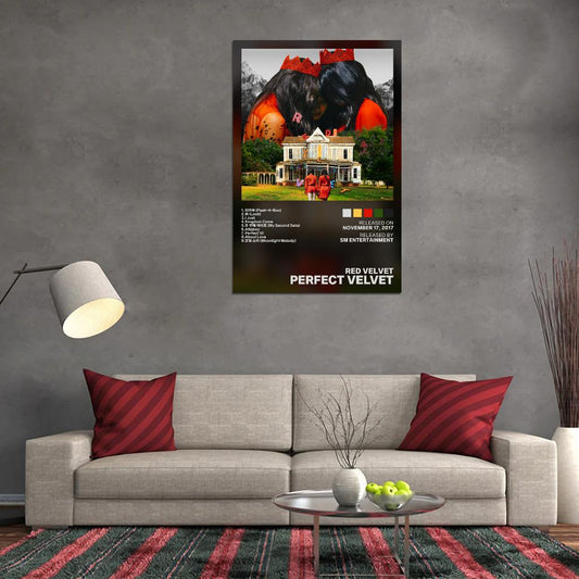 Red Velvet Perfect Velvet 2017 Album Cover Music Poster Kpop Aesthetic Female Girl Group Cover Wall Art - xonomax