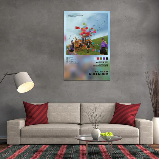 Red Velvet Queendom 2021 Album Cover Music Poster Kpop Aesthetic Female Girl Group Cover Wall Art - xonomax