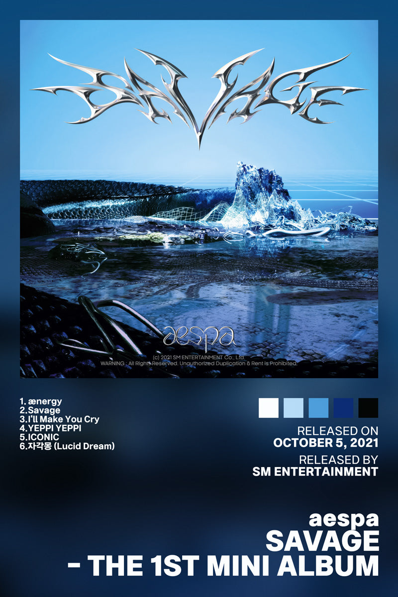 aespa Savage The 1st Mini Album 2021 Album Cover Music Poster Kpop Aesthetic Female Girl Group Cover Wall Art - xonomax