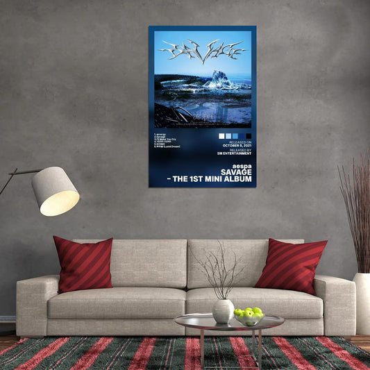 aespa Savage The 1st Mini Album 2021 Album Cover Music Poster Kpop Aesthetic Female Girl Group Cover Wall Art - xonomax