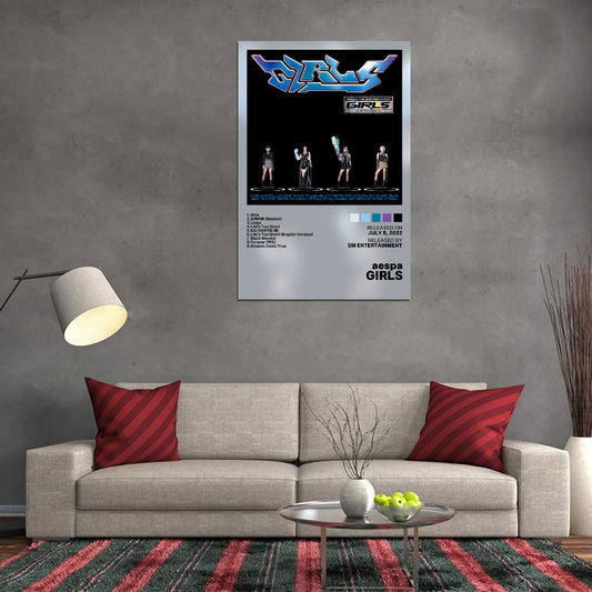 aespa Girls 2022 Album Cover Music Poster Kpop Aesthetic Female Girl Group Cover Wall Art - xonomax