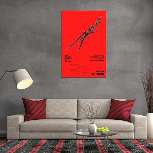 aespa Drama 2023 Album Cover Music Poster Kpop Aesthetic Female Girl Group Cover Wall Art - xonomax