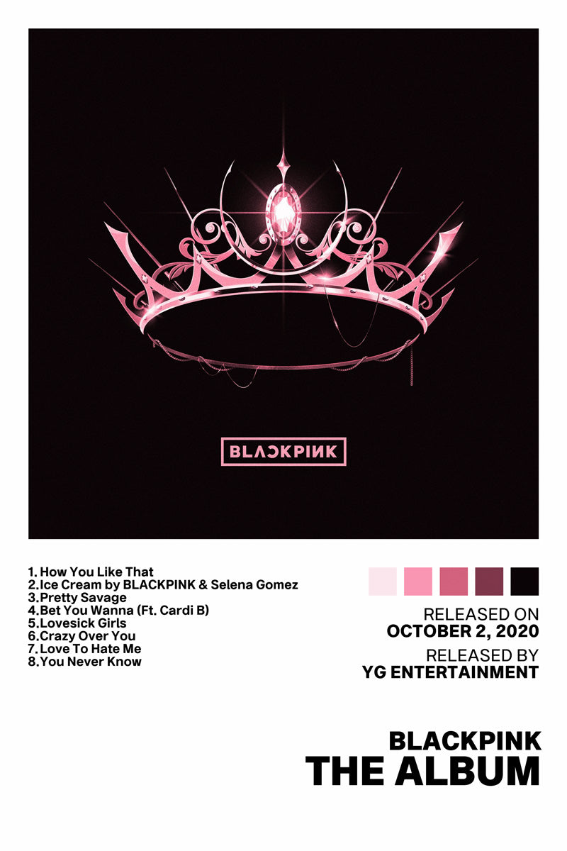 Blackpink The Album 2020 Album Cover Music Poster Kpop Aesthetic Female Girl Group Cover Wall Art - xonomax