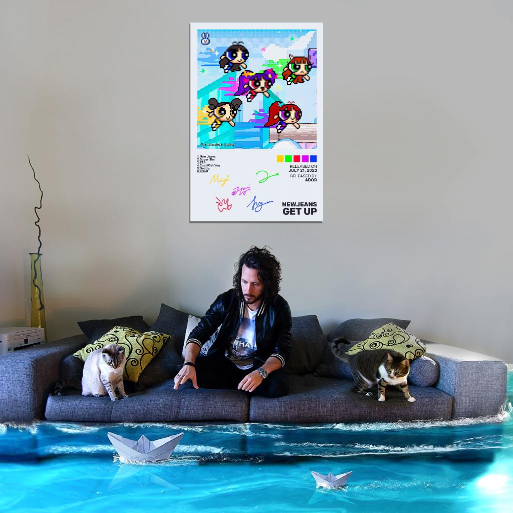 NewJeans Get Up 2023 Album Cover Music Poster Kpop Aesthetic Female Girl Group Cover Wall Art - xonomax