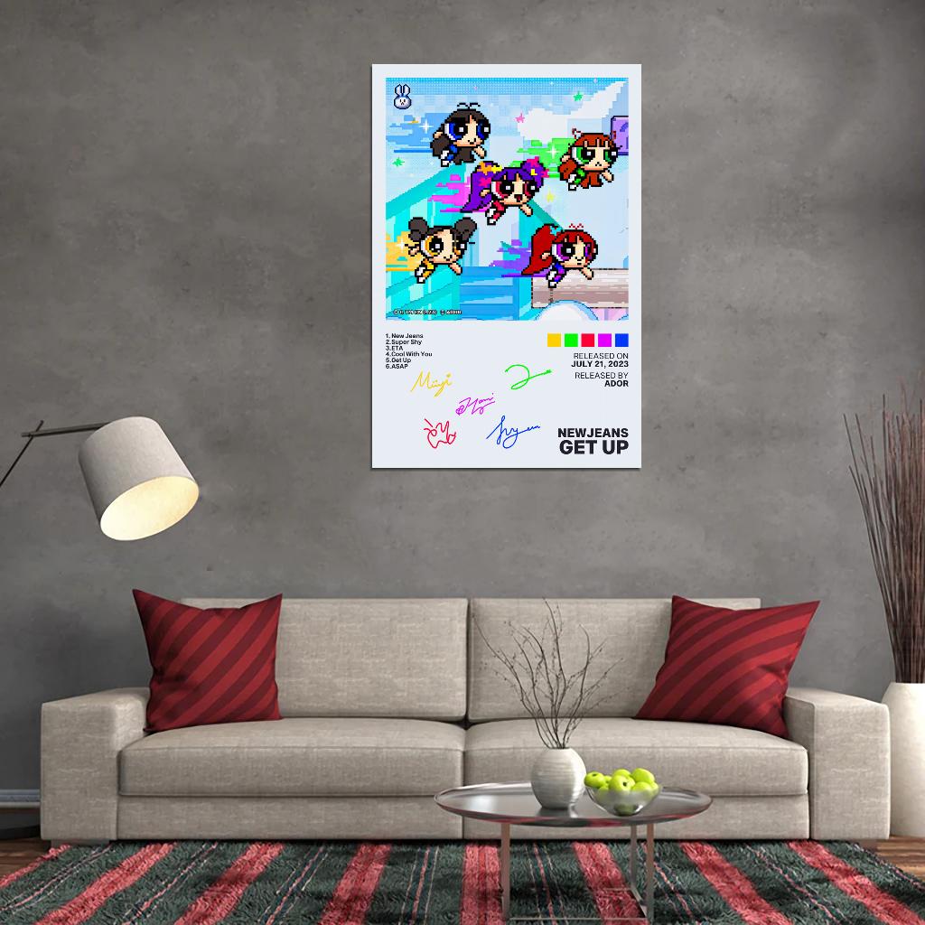 NewJeans Get Up 2023 Album Cover Music Poster Kpop Aesthetic Female Girl Group Cover Wall Art - xonomax