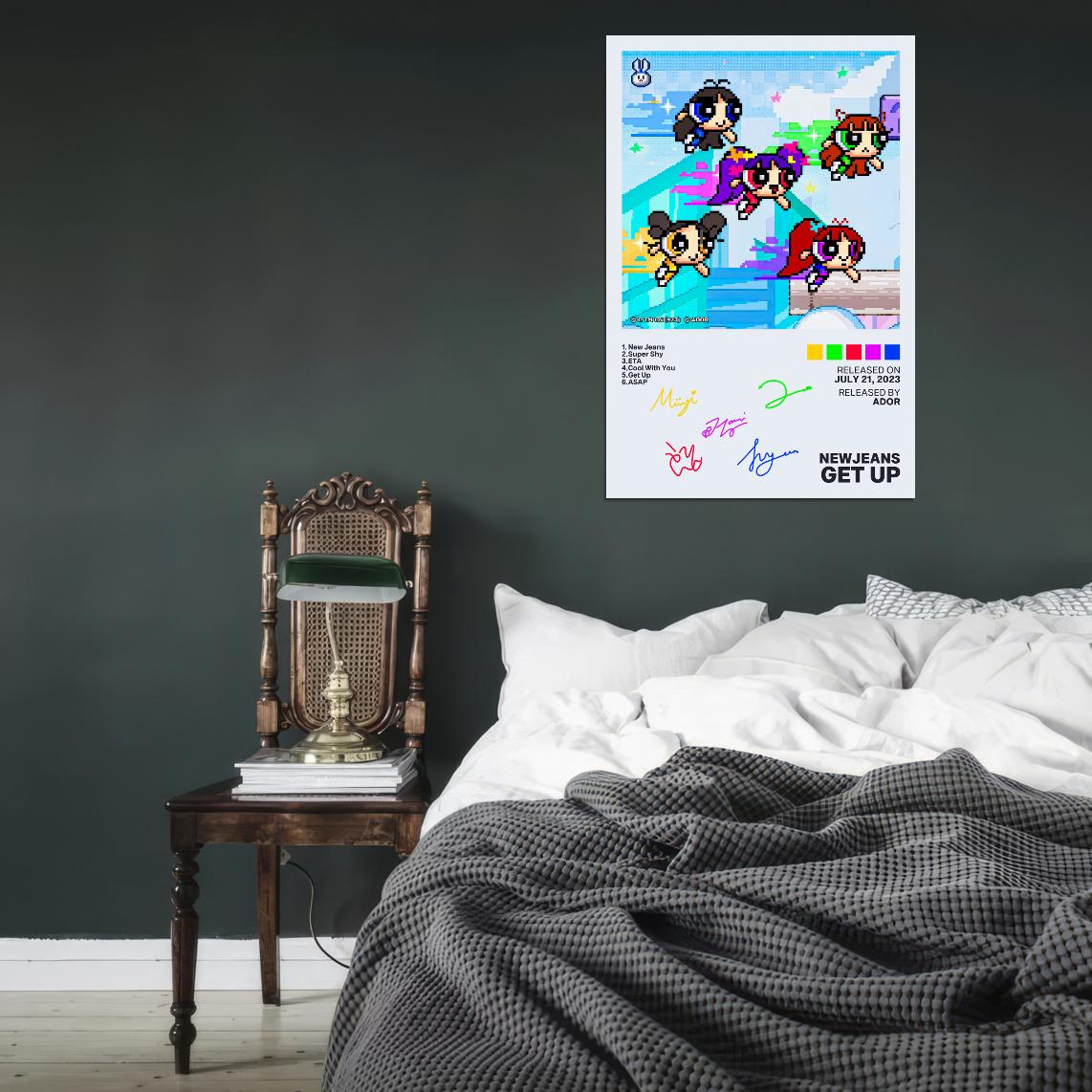 NewJeans Get Up 2023 Album Cover Music Poster Kpop Aesthetic Female Girl Group Cover Wall Art - xonomax